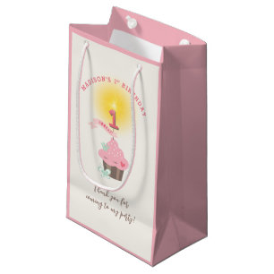 Little Miss Pink Cupcake Girl's 1st Birthday Party Small Gift Bag