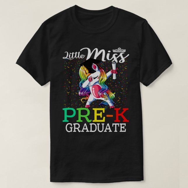 Little Miss Pre-K Graduate Unicorn T-Shirt (Design Front)