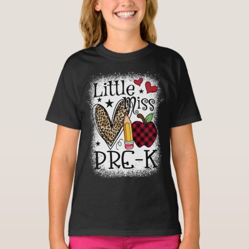 Little Miss Pre_K Leopard First Day Of School T_Shirt