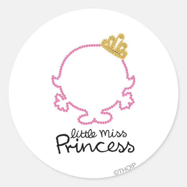 Little Miss Princess | Blank Face Classic Round Sticker (Front)