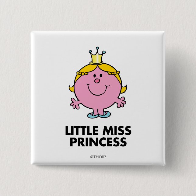 Little Miss Princess | Crown Background Pinback Button (Front)