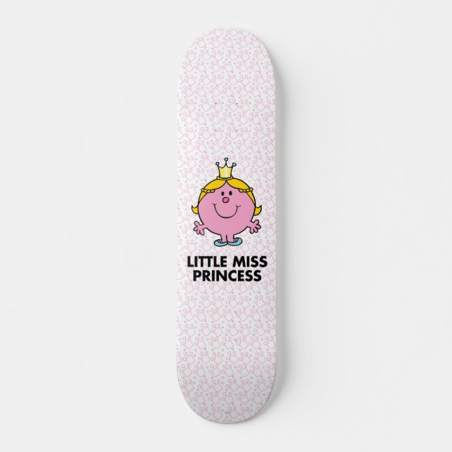 Little Miss Princess | Crown Background Skateboard (Front)
