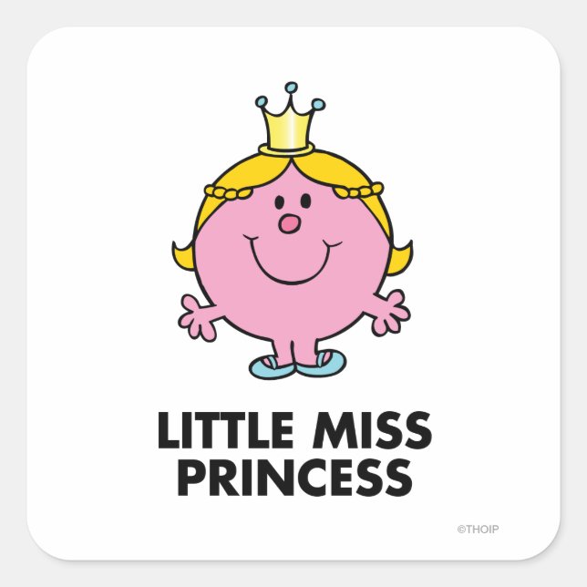 Little Miss Princess | Crown Background Square Sticker (Front)