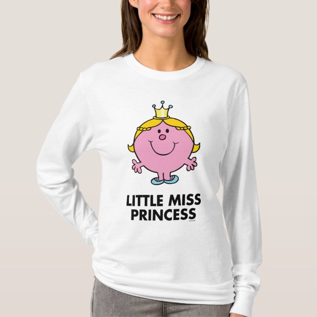 Little Miss Princess | Crown Background T-Shirt (Front)