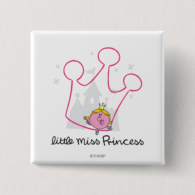 Little Miss Princess | Giant Pink Crown Pinback Button (Front)