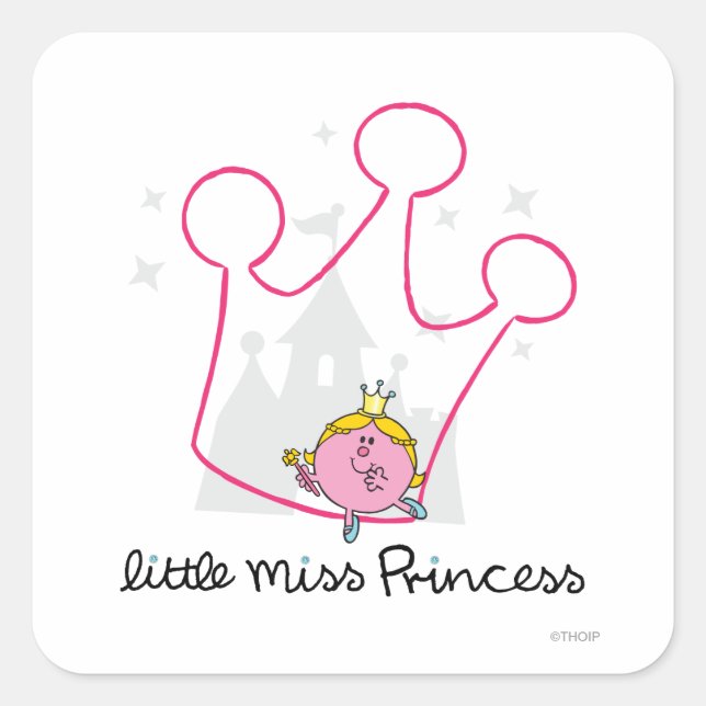 Little Miss Princess | Giant Pink Crown Square Sticker (Front)