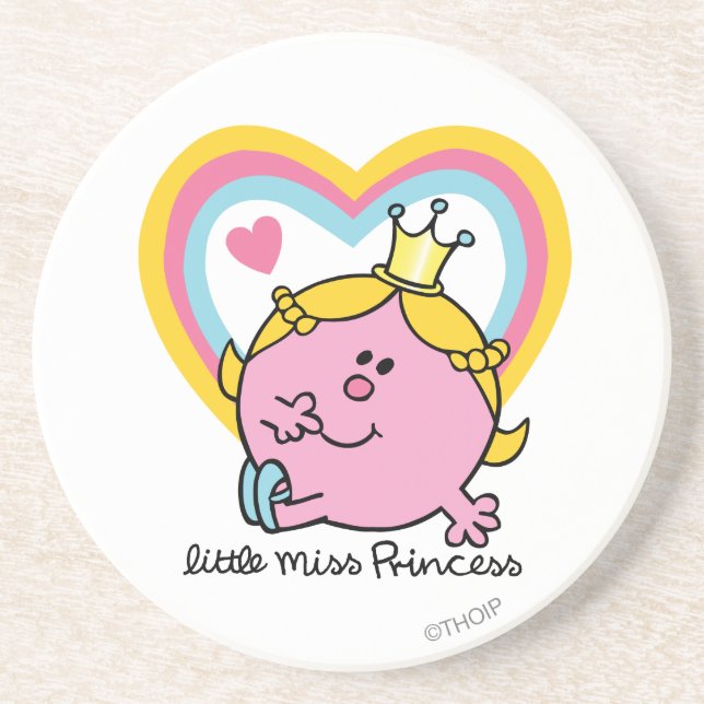 Little Miss Princess | Hearts Sandstone Coaster (Front)