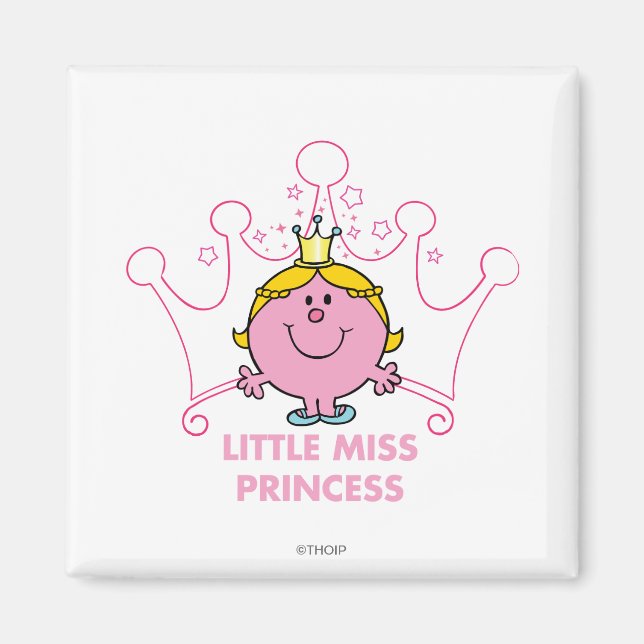 Little Miss Princess | Pink Five Pointed Crown Magnet (Front)