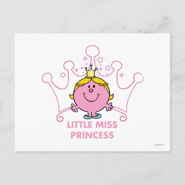 Little Miss Princess | Pink Five Pointed Crown Postcard (Front)