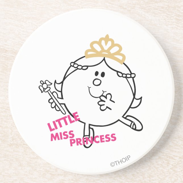 Little Miss Princess | Pink Lettering Drink Coaster (Front)