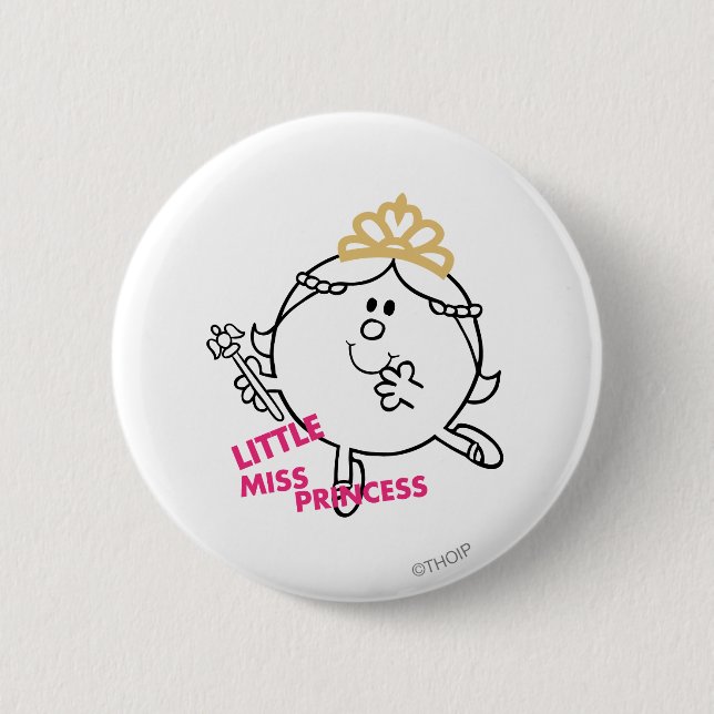 Little Miss Princess | Pink Lettering Pinback Button (Front)