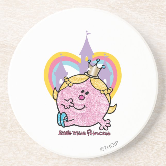 Little Miss Princess Posing With Castle & Heart Drink Coaster (Front)