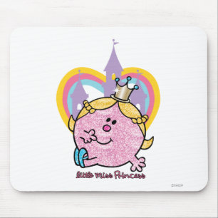 Little Miss Princess Posing With Castle & Heart Mouse Pad
