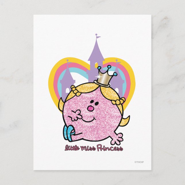 Little Miss Princess Posing With Castle & Heart Postcard (Front)