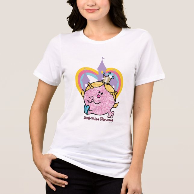 Little Miss Princess Posing With Castle & Heart Tri-Blend Shirt (Front)