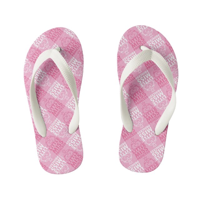 Little Miss Princess | Pretty In Pink Pattern Kid's Flip Flops (Footbed)