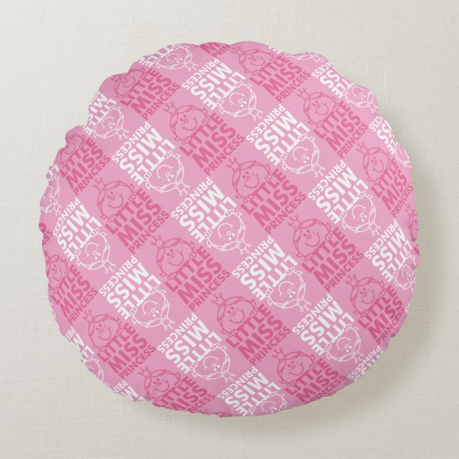 Little Miss Princess | Pretty In Pink Pattern Round Pillow (Front)