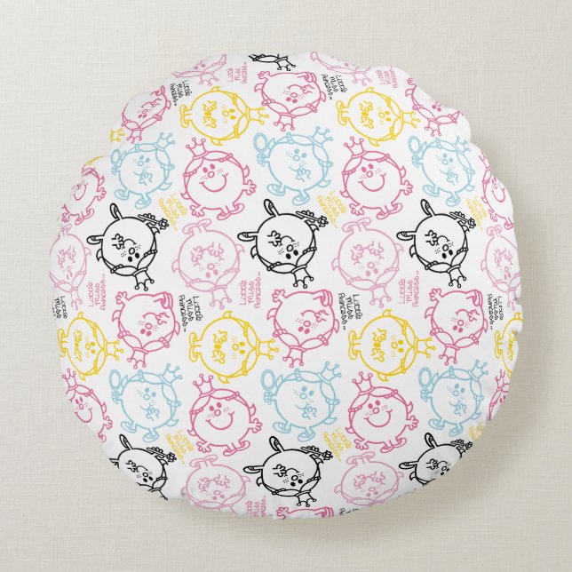 Little Miss Princess | Pretty Pastels Pattern Round Pillow (Front)