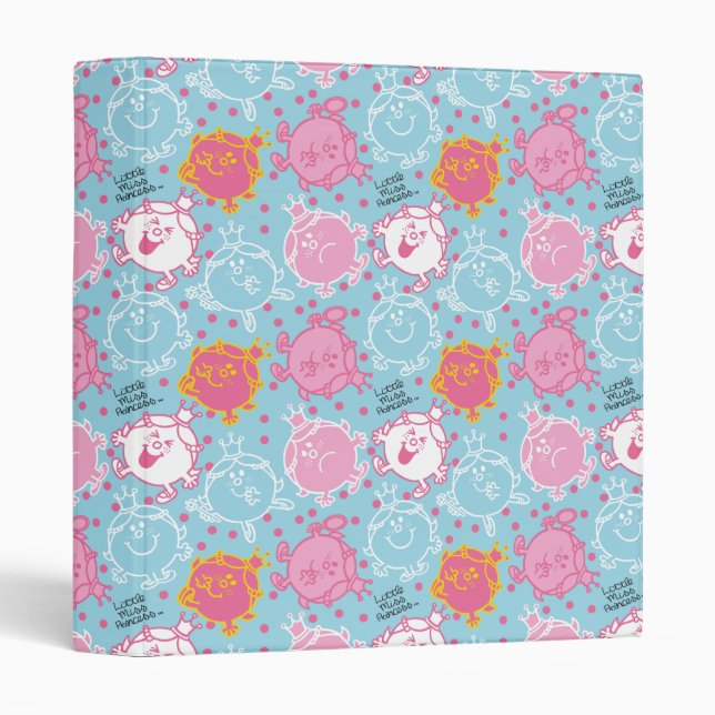 Little Miss Princess | Pretty Pink & Blue Pattern 3 Ring Binder (Front/Spine)