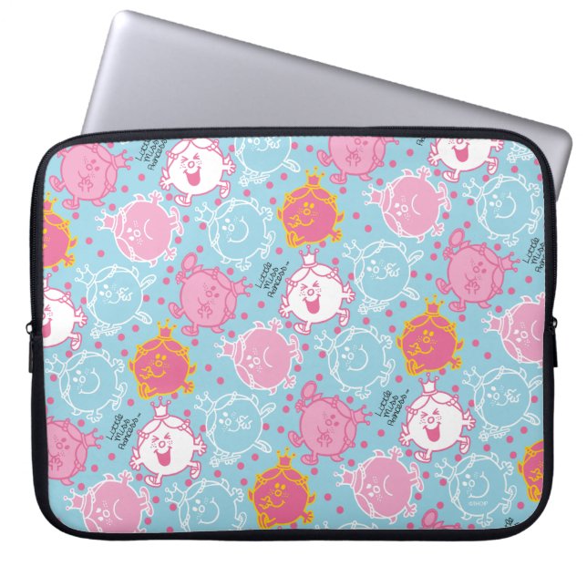 Little Miss Princess | Pretty Pink & Blue Pattern Laptop Sleeve (Front)