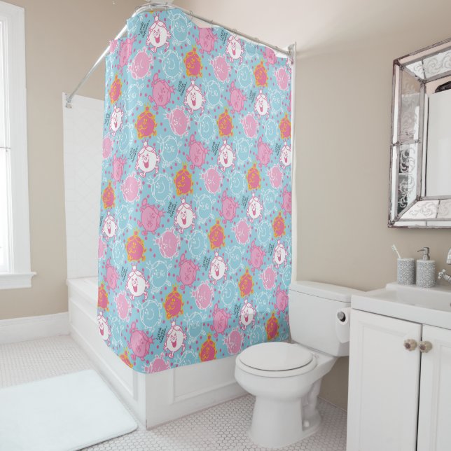 Little Miss Princess | Pretty Pink & Blue Pattern Shower Curtain (In Situ)