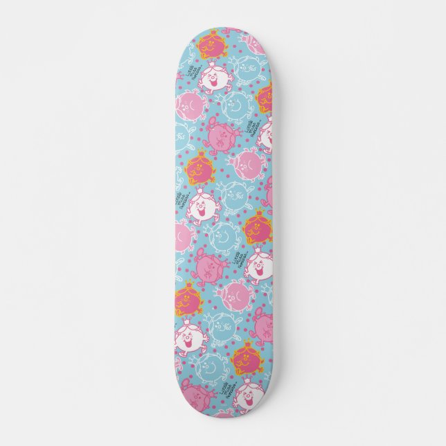 Little Miss Princess | Pretty Pink & Blue Pattern Skateboard (Front)