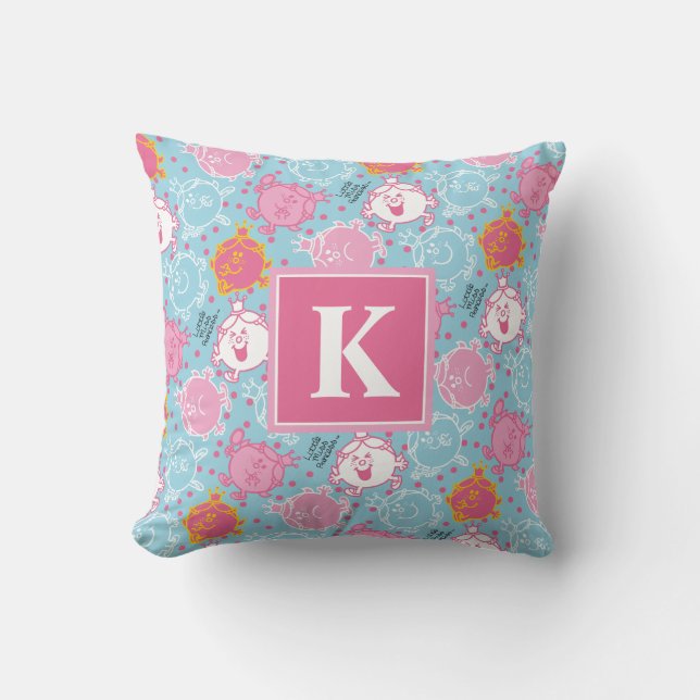 Little Miss Princess | Pretty Pink & Blue Pattern Throw Pillow (Front)