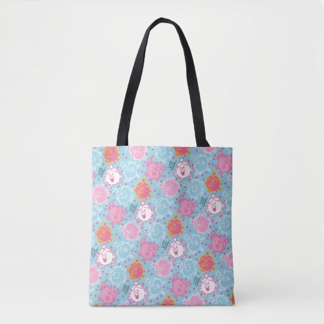 Little Miss Princess | Pretty Pink & Blue Pattern Tote Bag (Front)