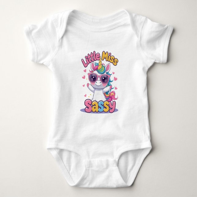 Little Miss Sassy Baby Outfit – Adorable Unicorn Bodysuit (Front)
