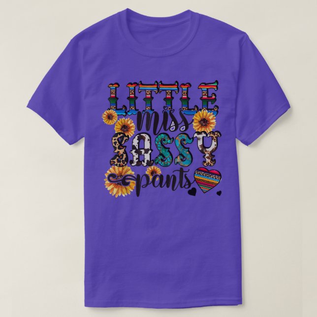 Little Miss Sassy Pants Cowhide Sunflower Leopard  T-Shirt (Design Front)