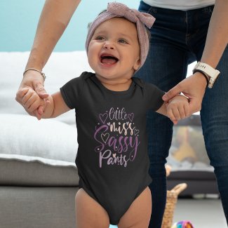 Little Miss Sassy Pants Purple Typography Girl