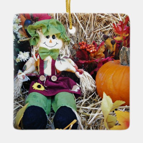 Little Miss Scarecrow Ceramic Ornament