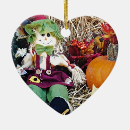 Little Miss Scarecrow Ceramic Ornament