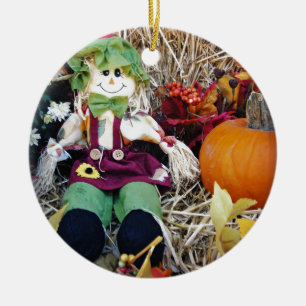 Little Miss Scarecrow Ceramic Ornament