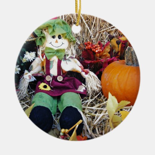 Little Miss Scarecrow Ceramic Ornament