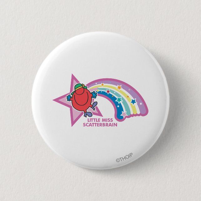 Little Miss Scatterbrain | Rainbow & Stars Button (Front)