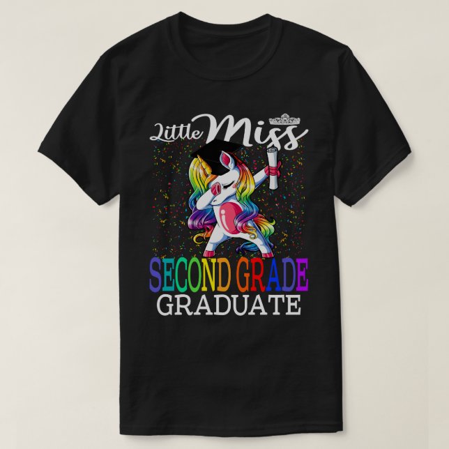 Little Miss Second Grade Graduate Unicorn T-Shirt (Design Front)