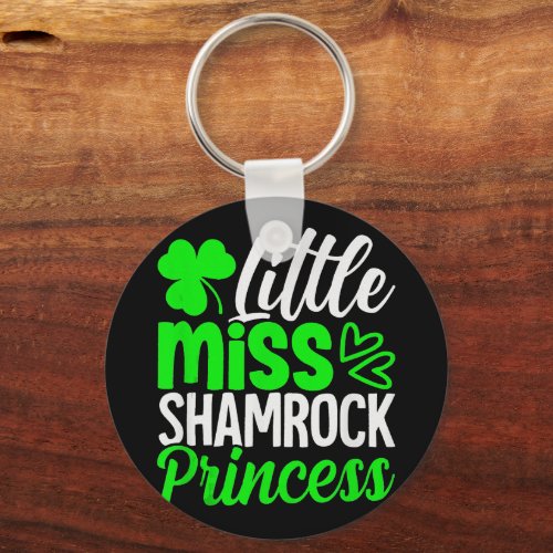 Little Miss Shamrock Princess St Patricks Day Keychain