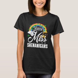 Little Miss Shenanigans Rainbow St Patricks Day Gi T-Shirt