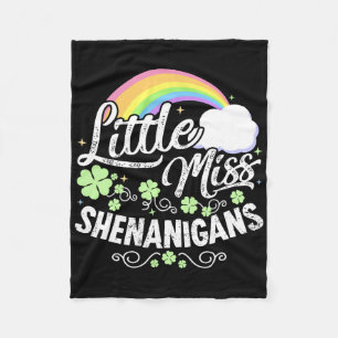 Little Miss Shenanigans St Patricks Day Kids Girls Fleece Blanket