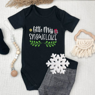 Little Miss Snowflake Christmas Girl Baby Bodysuit