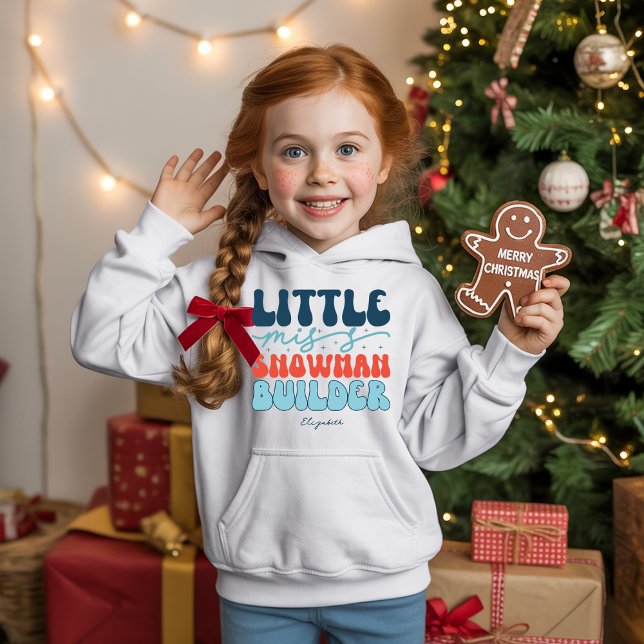 Little Miss Snowman Builder Retro Christmas Hoodie (Little Miss Snowman Builder Retro Christmas Hoodie)
