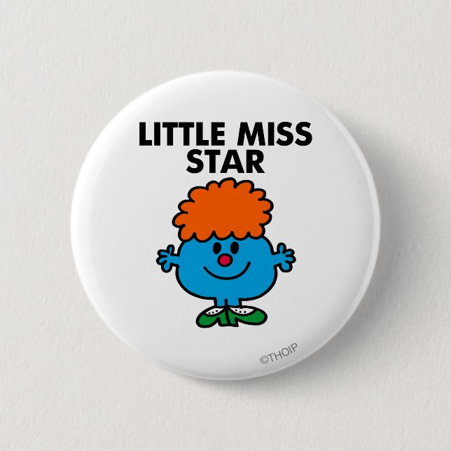 Little Miss Star | Black Lettering Pinback Button (Front)
