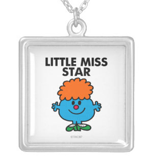 Little Miss Star Black Lettering Silver Plated Necklace