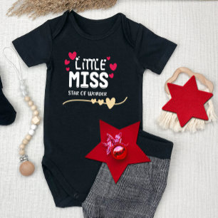 Little Miss Star of Wonder Christmas Girl Baby Bodysuit