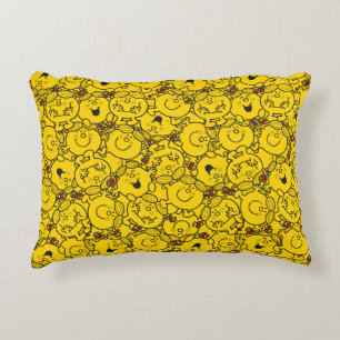Little Miss Sunshine Fun Yellow Smiles Pattern Accent Pillow
