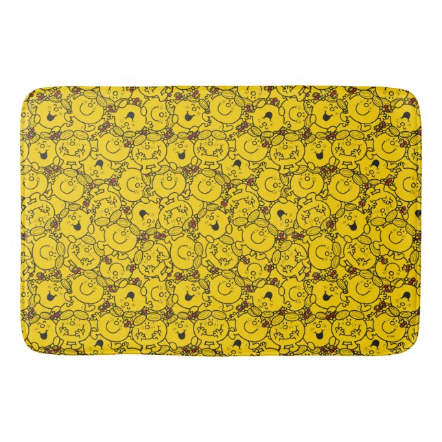 Little Miss Sunshine | Fun Yellow Smiles Pattern Bathroom Mat (Front)