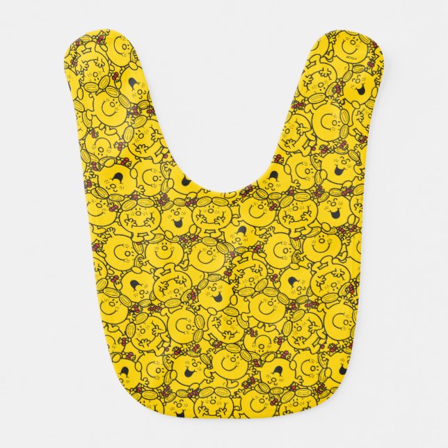 Little Miss Sunshine | Fun Yellow Smiles Pattern Bib (Front)
