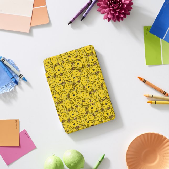 Little Miss Sunshine | Fun Yellow Smiles Pattern iPad Mini Cover (In Situ)