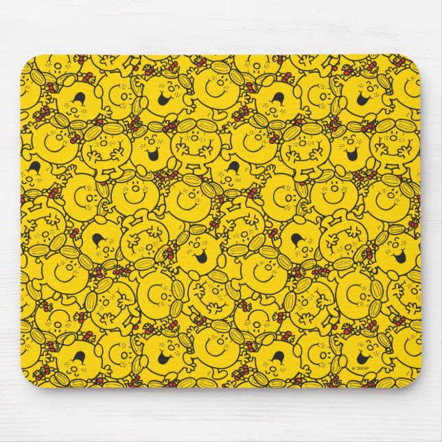 Little Miss Sunshine | Fun Yellow Smiles Pattern Mouse Pad (Front)
